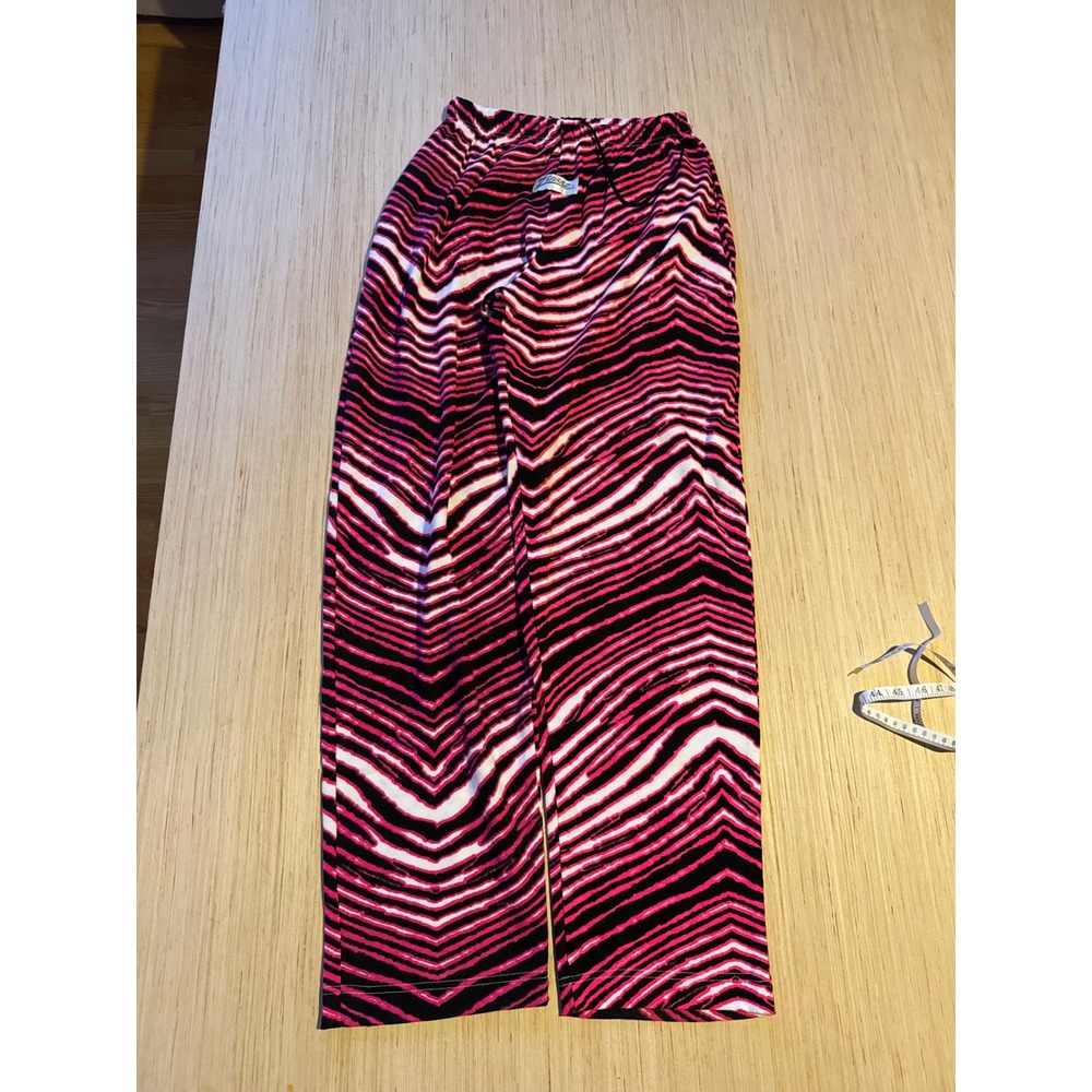 Zubaz Womens Pink Black Zebra Print Elastic Waist Drawstring Pants Retro 
37